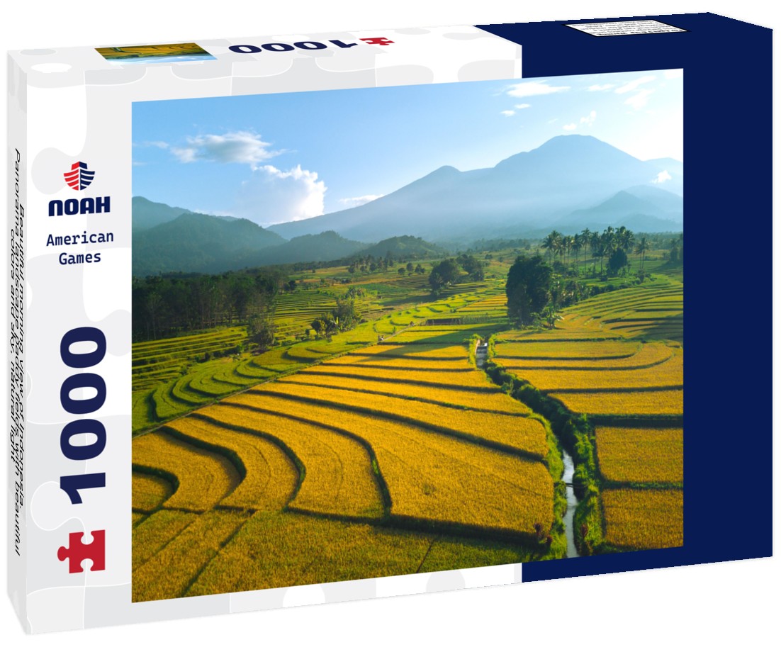 Noah Jigsaw Puzzle Beautiful morning view of Indonesia. Panorama landscape paddy fields with beautiful colors and sky, natural light 1000 pieces