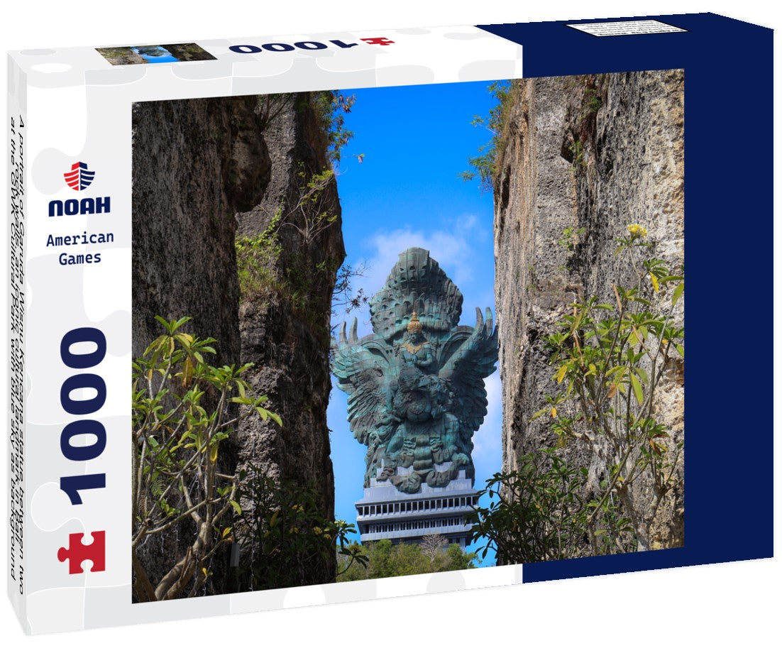 Noah Jigsaw Puzzle A portrait of Garuda Wisnu Kencana statue between two rock walls, an iconic cultural landmark in Bali, at the GWK Cultural Park with blue sky as background 1000 pieces