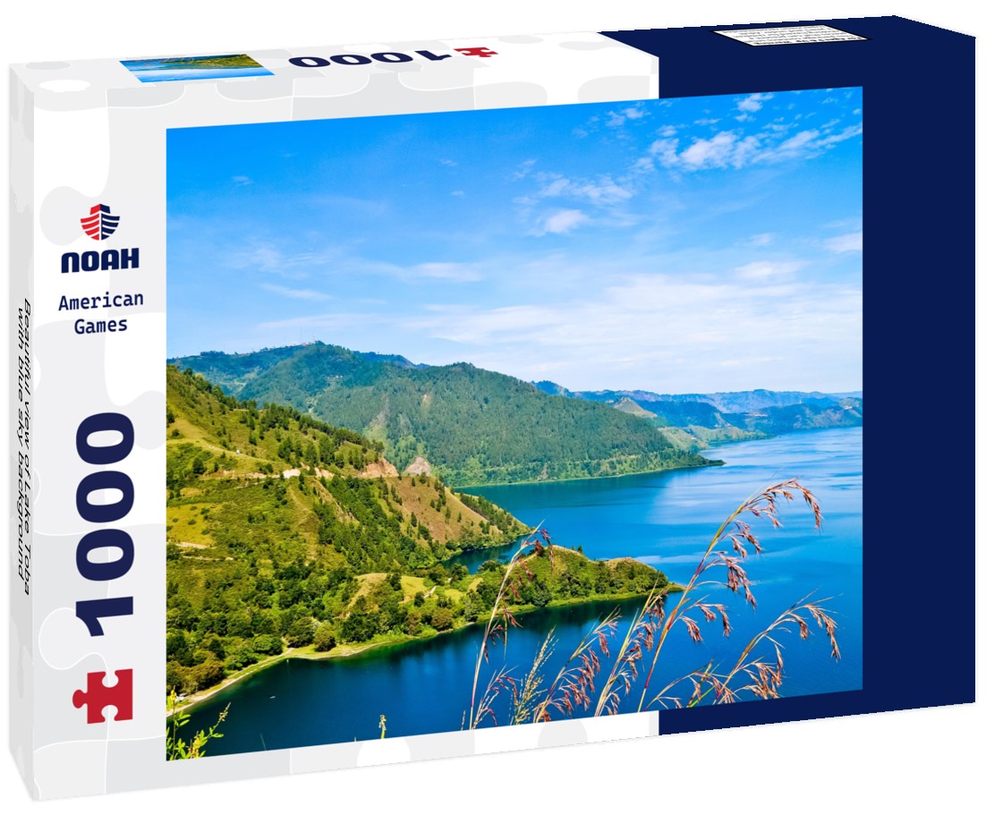 Noah Jigsaw Puzzle Beautiful view of Lake Toba with blue sky background 1000 pieces