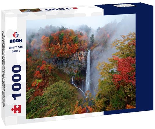 Noah Jigsaw Puzzle A panoramic view of the beautiful colors of autumn and the Kegon Falls, which falls from Lake Chuzenji at the foot of Mount Nantai in Nikko National Park, Tochigi, Japan 1000 pieces