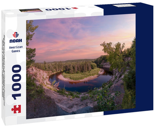 Noah Jigsaw Puzzle Big Bend Lookout in Arrowhead Provincial Park near Huntsville, Ontario is seen during a beautiful magenta sunset 1000 pieces