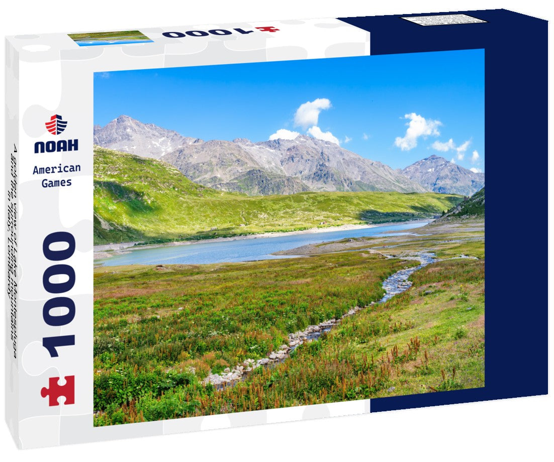 Noah Jigsaw Puzzle A golden view of Lake Montespluga and the surrounding mountains in Italy, Lombardy 1000 pieces