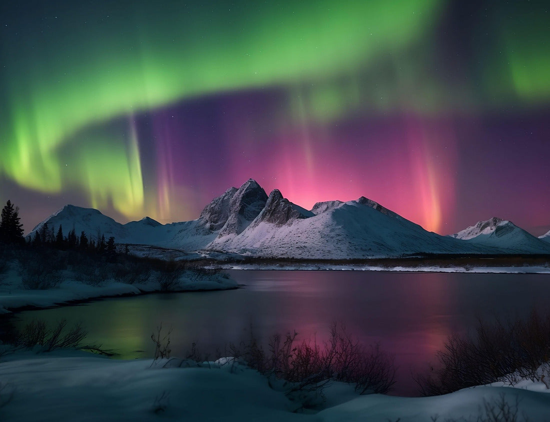 Noah Jigsaw Puzzle A spectacular view of the night sky in Alaska, featuring a vibrant, swirling display of the Aurora Borealis above a distant mountain range 1000 pieces