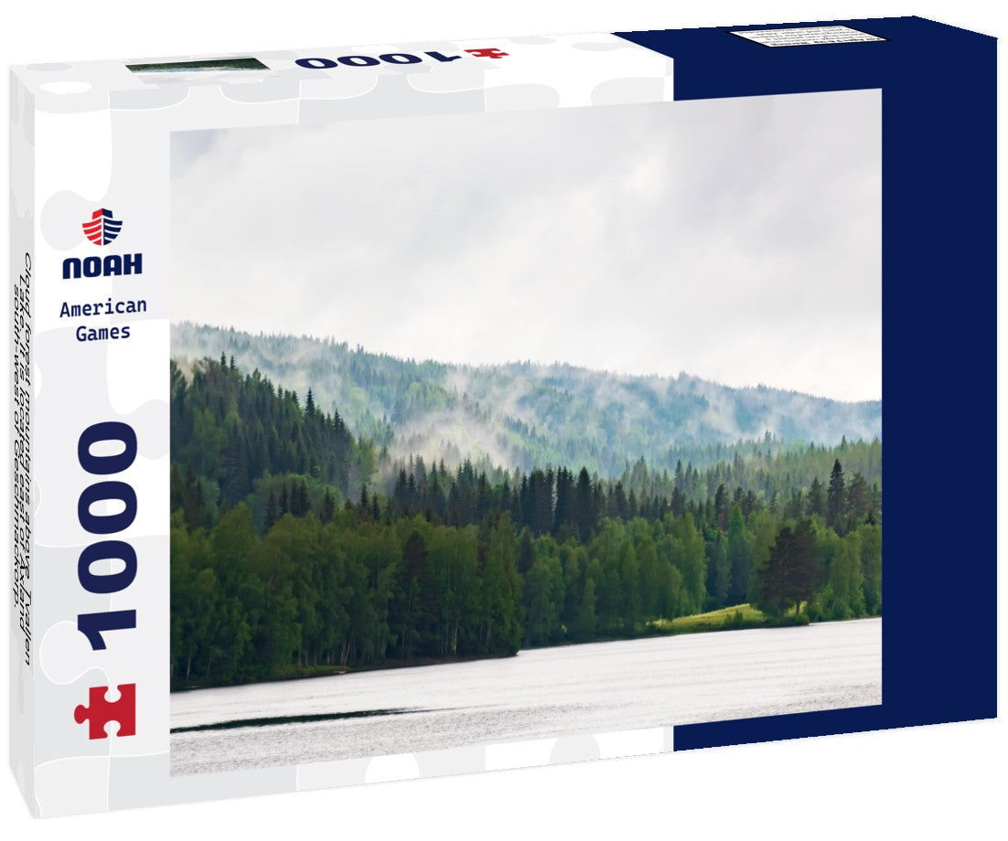 Noah Jigsaw Puzzle Cloud forest mountains above Tvallen Lake. It is located east of Axland, south-west of Geschmackorp. Idyllic Swedish landscape. Sweden's 1000 pieces