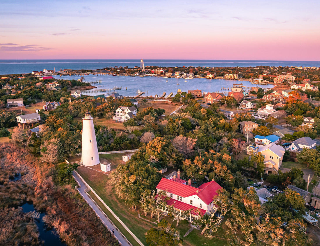 Noah Jigsaw Puzzle Aerial view of Ocracoke Lighthouse on Ocracoke Island, North Carolina at sunset 1000 pieces