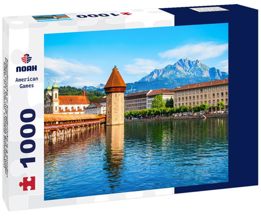Noah Jigsaw Puzzle Kapellbrucke or Kapellbrücke is a wooden bridge over the river Reuss and the water tower in Lucerne, Central Switzerland 1000 pieces