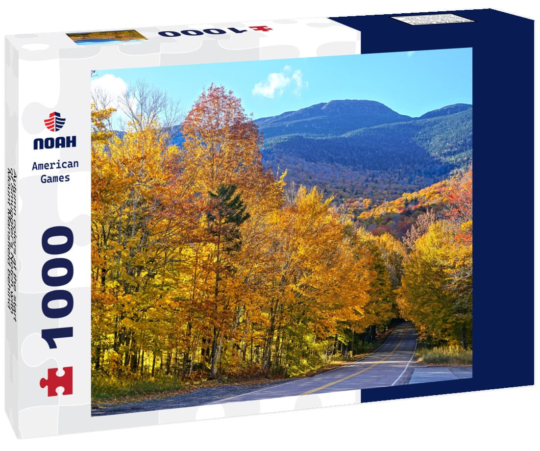 Noah Jigsaw Puzzle Autumn colors at the start of Smuggler's Notch with Mount Mansfield behind, Vermont, USA 1000 pieces