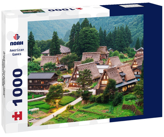 Noah Jigsaw Puzzle Ainokura, Toyama, Japan in the remote Gokayama Region at dusk 1000 pieces