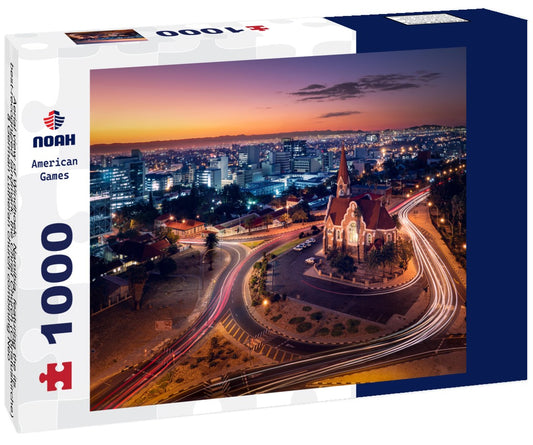 Noah Jigsaw Puzzle Aerial view of Windhoek, Namibia, featuring the its best-recognized landmark, the Christ Church (Christuskirche), a German Lutheran church combining Neo-Gothic and Art Nouveau styles, built in 1907 1000 pieces