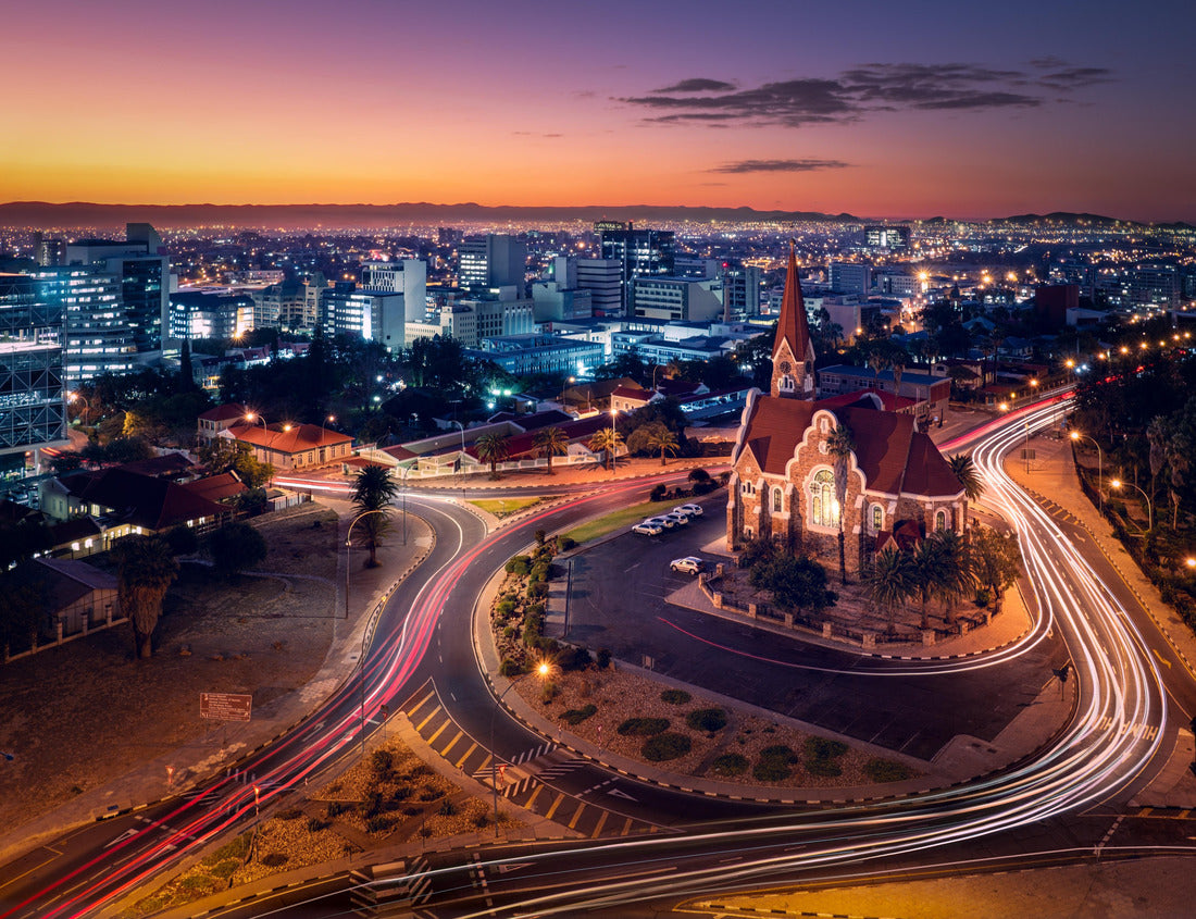 Noah Jigsaw Puzzle Aerial view of Windhoek, Namibia, featuring the its best-recognized landmark, the Christ Church (Christuskirche), a German Lutheran church combining Neo-Gothic and Art Nouveau styles, built in 1907 1000 pieces