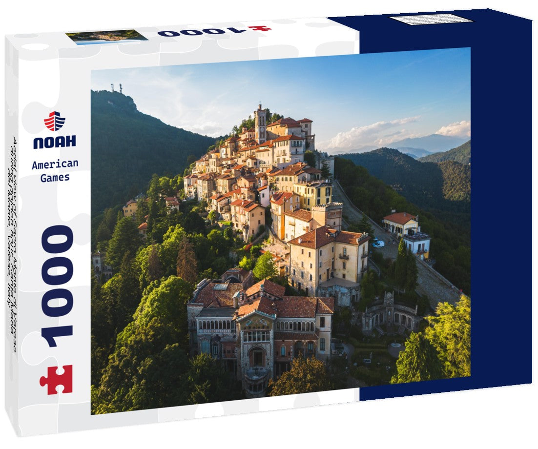 Noah Jigsaw Puzzle Aerial view of Sacro Monte di Varese during golden hour, Santa Maria del Monte, Varese, Italy 1000 pieces