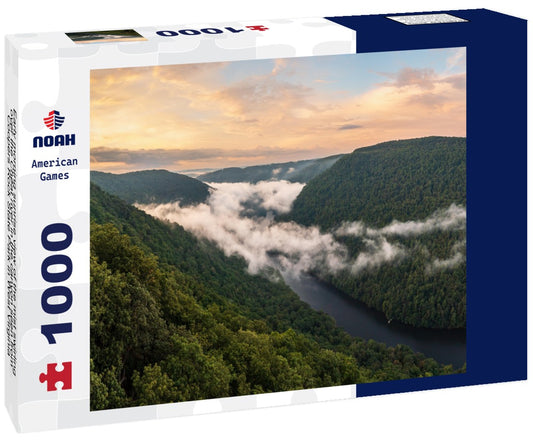 Noah Jigsaw Puzzle Early morning sunrise view of the mist swirling over the Cheat river in the canyon seen from Coopers Rock State Park in West Virginia 1000 pieces