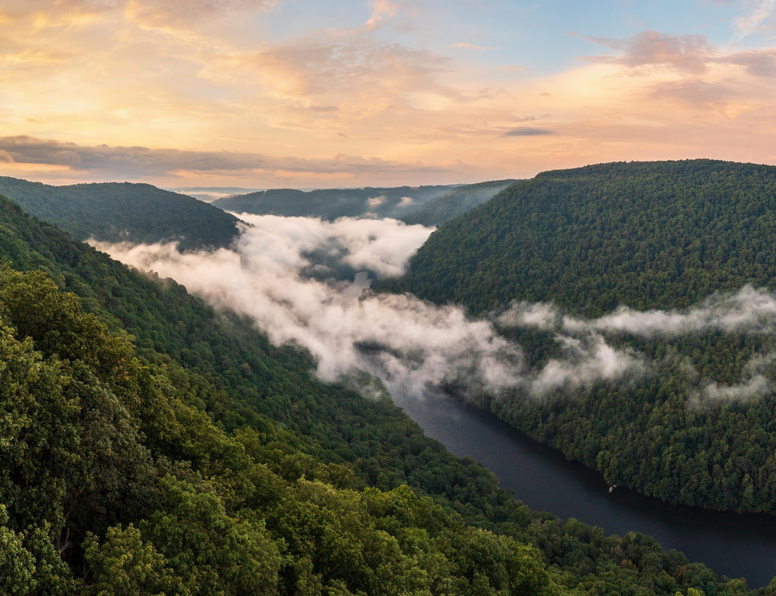 Noah Jigsaw Puzzle Early morning sunrise view of the mist swirling over the Cheat river in the canyon seen from Coopers Rock State Park in West Virginia 1000 pieces