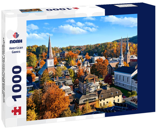Noah Jigsaw Puzzle Autumn view over the historic city of Montpelier, Vermont, USA with church spires and colorful fall leaves 1000 pieces