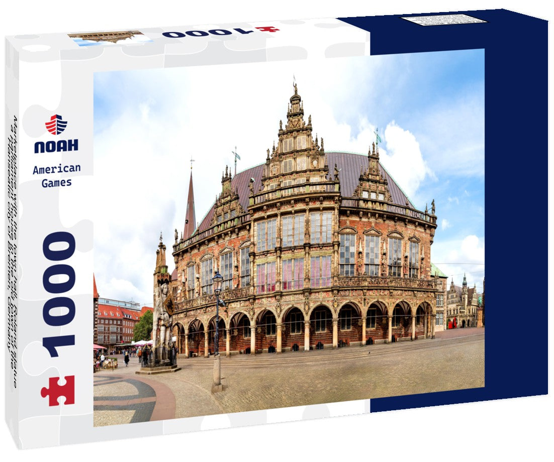 Noah Jigsaw Puzzle Marketplace with the town hall, Roland statue a parliament house in the old town of the Hanseatic city of Bremen, Germany 1000 pieces