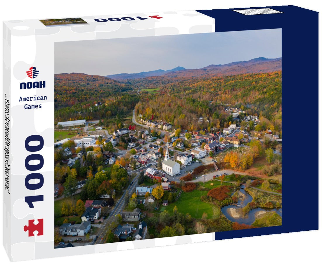 Noah Jigsaw Puzzle downtown Stowe, Vermont New England town during Autumn landscape with Fall Foliage colors 1000 pieces