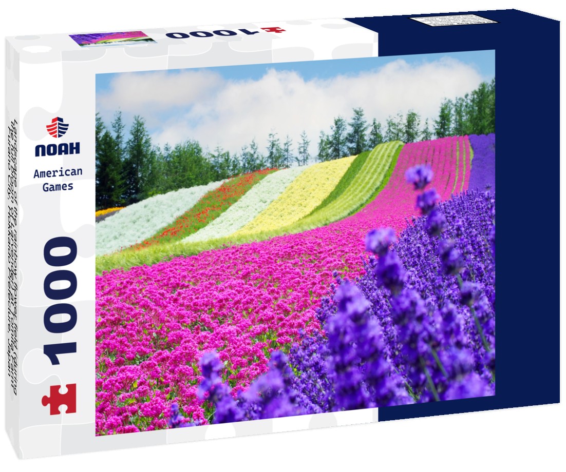 Noah Jigsaw Puzzle Landscape of the rainbow flower field (during the full bloom of Larvender) at Tomita Farm, Furano City, Hokkaido Prefecture, Japan 1000 pieces