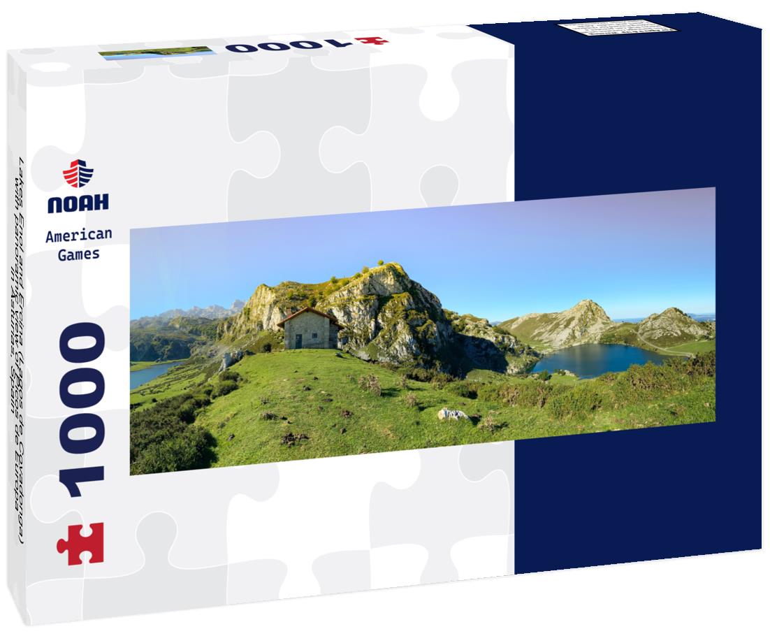 Noah Jigsaw Puzzle Lakes Enol and Ercina (Lagos de Covadonga) with panoramic view of Picos de Europa in Asturias, Spain Panorama 1000 Pieces