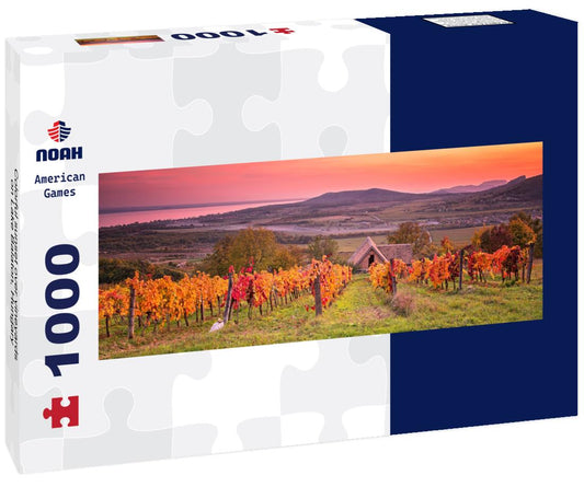 Noah Jigsaw Puzzle Colorful sunset over vineyards on Lake Balaton, Hungary Panorama 1000 Pieces