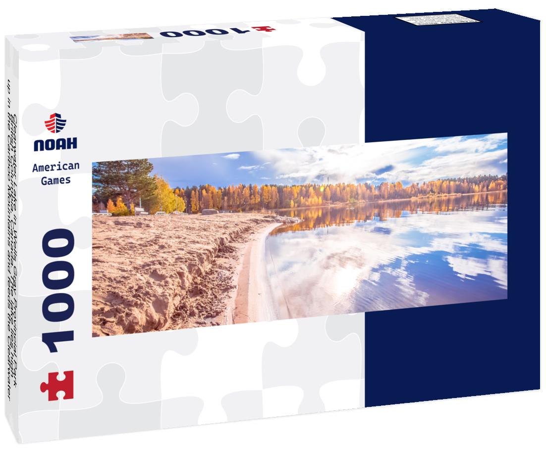 Noah Jigsaw Puzzle Clearwater Lake in Wells Gray Provincial Park, British Columbia, Canada. The lake lies high up in the Cariboo Mountains and feeds the Clearwater River and then the Thompson River Panorama 1000 Pieces