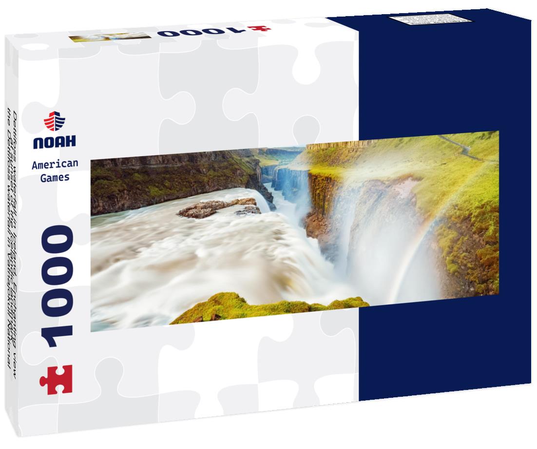 Noah Jigsaw Puzzle Dettifoss waterfall in Iceland. Enchanting view at sunset of the Icelandic landmark - the Dettifoss waterfall in Vatnajokull National Park, one of the most powerful waterfalls in Europe Panorama 1000 Pieces