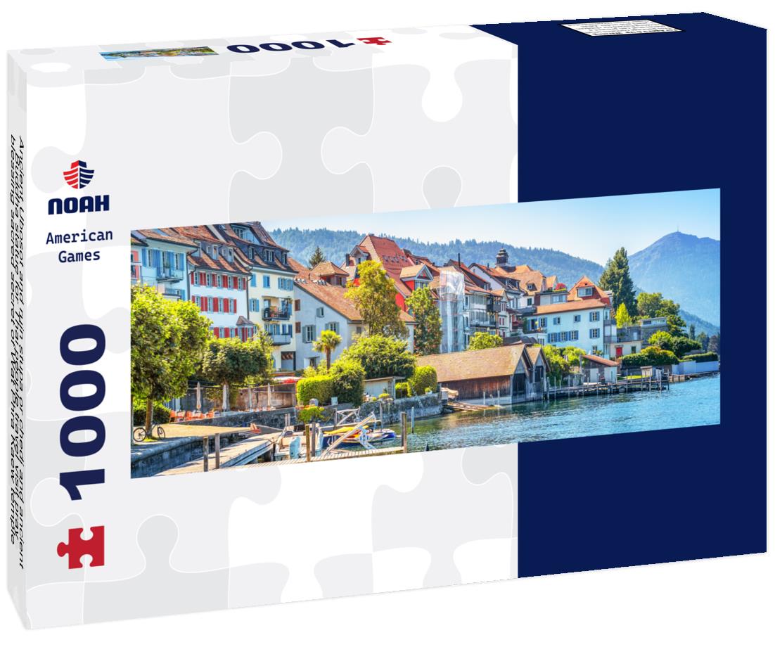 Noah Jigsaw Puzzle Ancient Ubosot and ruin stupa or chedi and ancient Buddha statue for Thai people travel visit pray blessing sacred secret of Wat Phra Kaew temple in Chainat town in Chai Nat Thailand Panorama 1000 Pieces