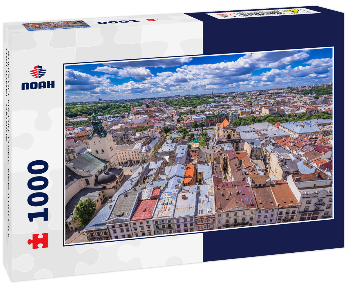 Roofs of Lviv Old Town, view from City Hall tower, Ukraine
