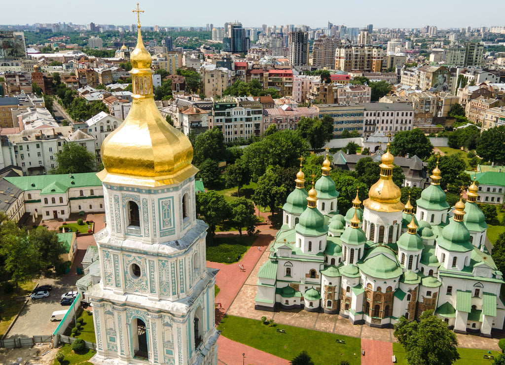 St. Sophia's Cathedral Kiev from the height of St. Sophia's Square cityscape