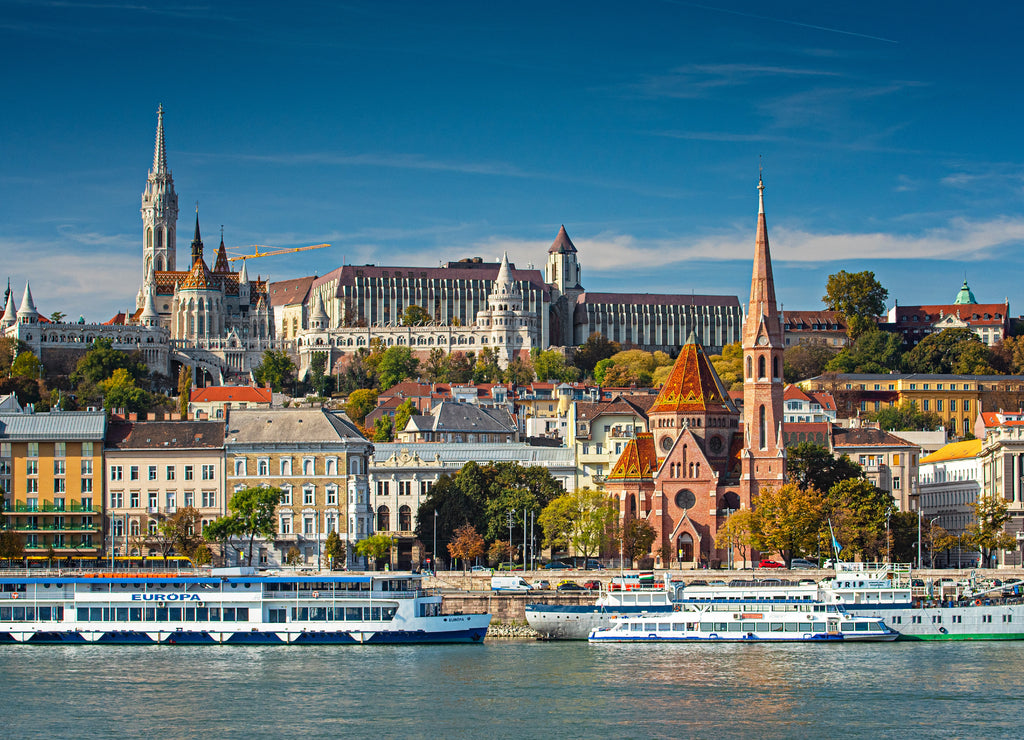 View on the riverbank of Budapest in autumn