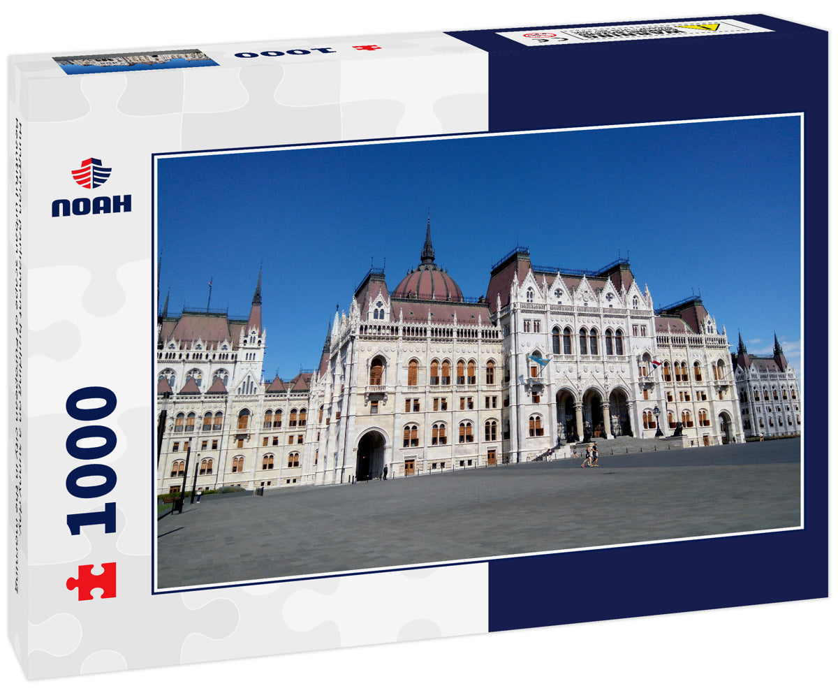 Hungarian parliament building on a sunny day. Beautiful urban scape of European city in the morning