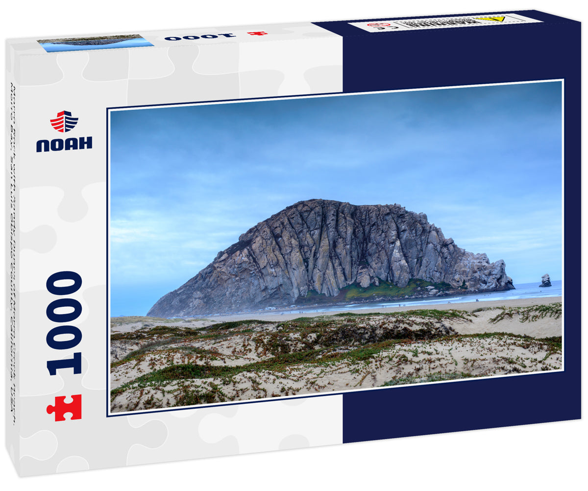 Morro Rock with Sandy Dunes of Morro Creek Beach. Morro Bay, San Luis Obispo County, California, USA