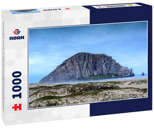 Morro Rock with Sandy Dunes of Morro Creek Beach. Morro Bay, San Luis Obispo County, California, USA