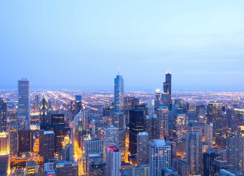 Elevated view of downtown Chicago, Illinois