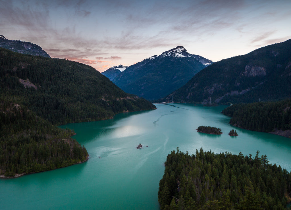 Diablo Lake in North Cascades National Park, Washington, USA at sunrise