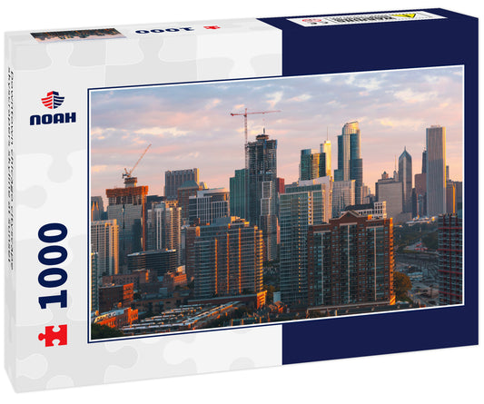 Downtown chicago cityscape skyscrapers skyline at sunset