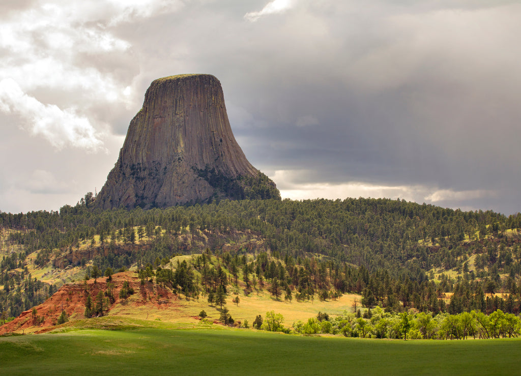 Scenic view of rock formation against cloudy sky, USA