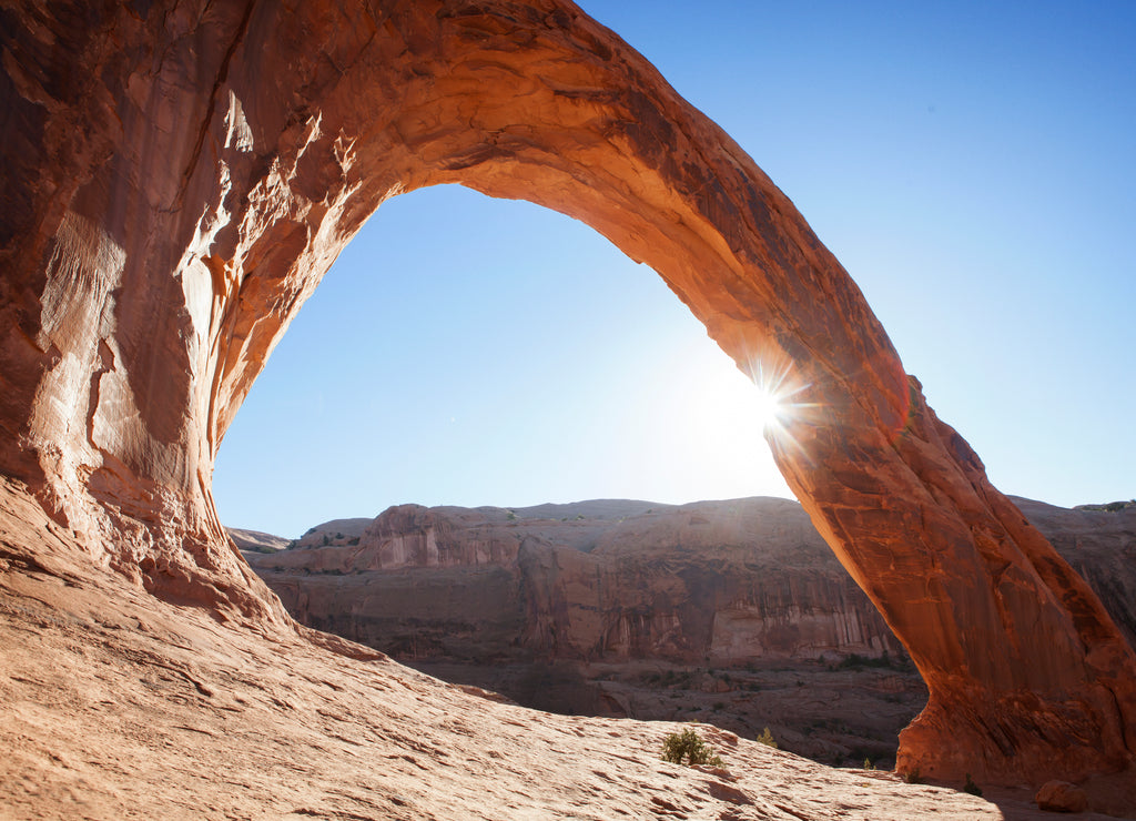 View of corona arch against clear sky, Utah, USA