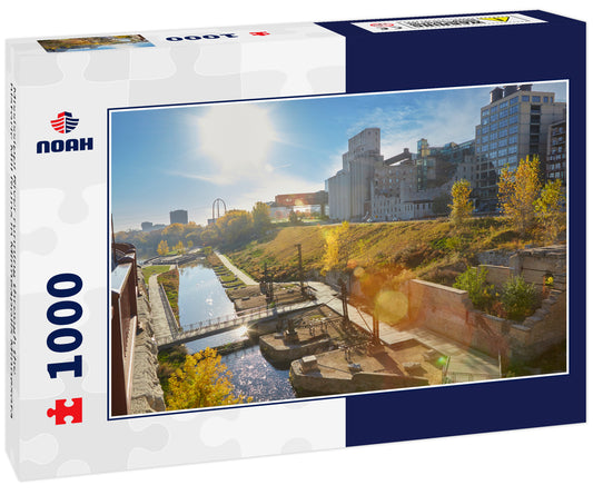 Mississippi River running through the historic Mill Ruins in Minneapolis Minnesota