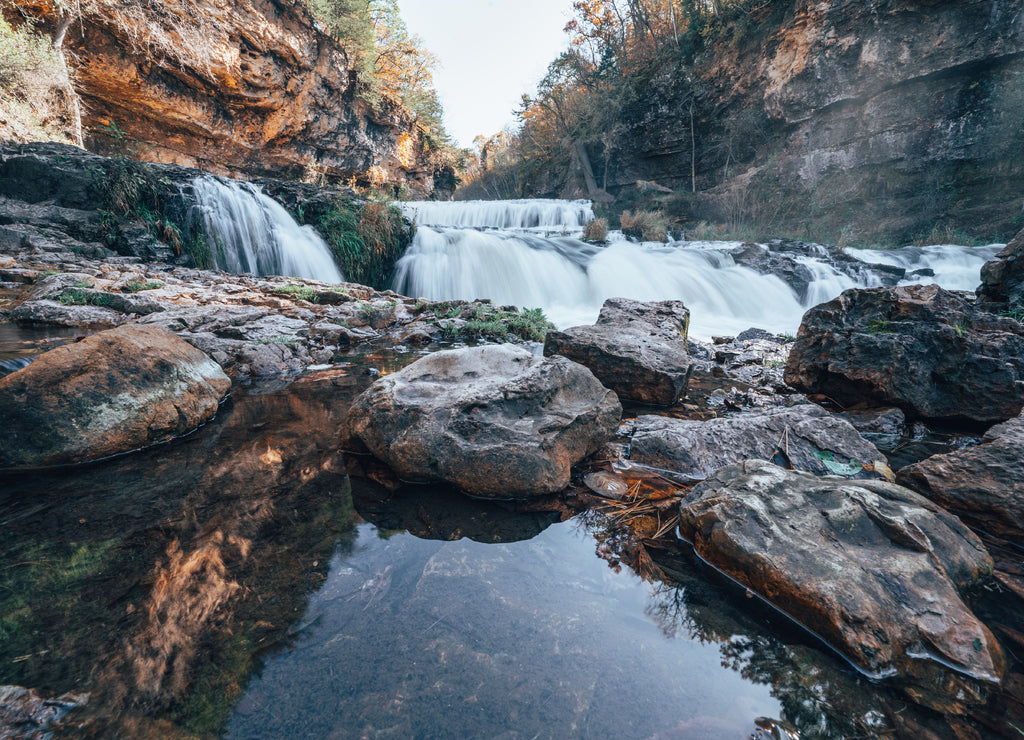 Waterfall at Willow River State Park in Hudson Wisconsin in fall