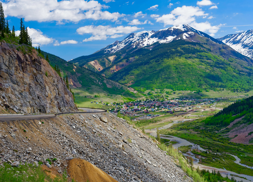 Overlooking the town of Silverton, Colorado, from the San Juan Skyway