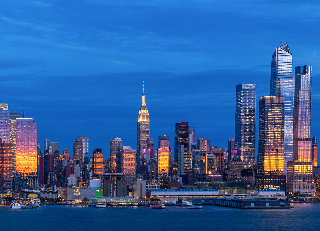 Panoramic view to West Side of Manhattan Skyline from Hamilton Park, Weehawken, across Hudson River