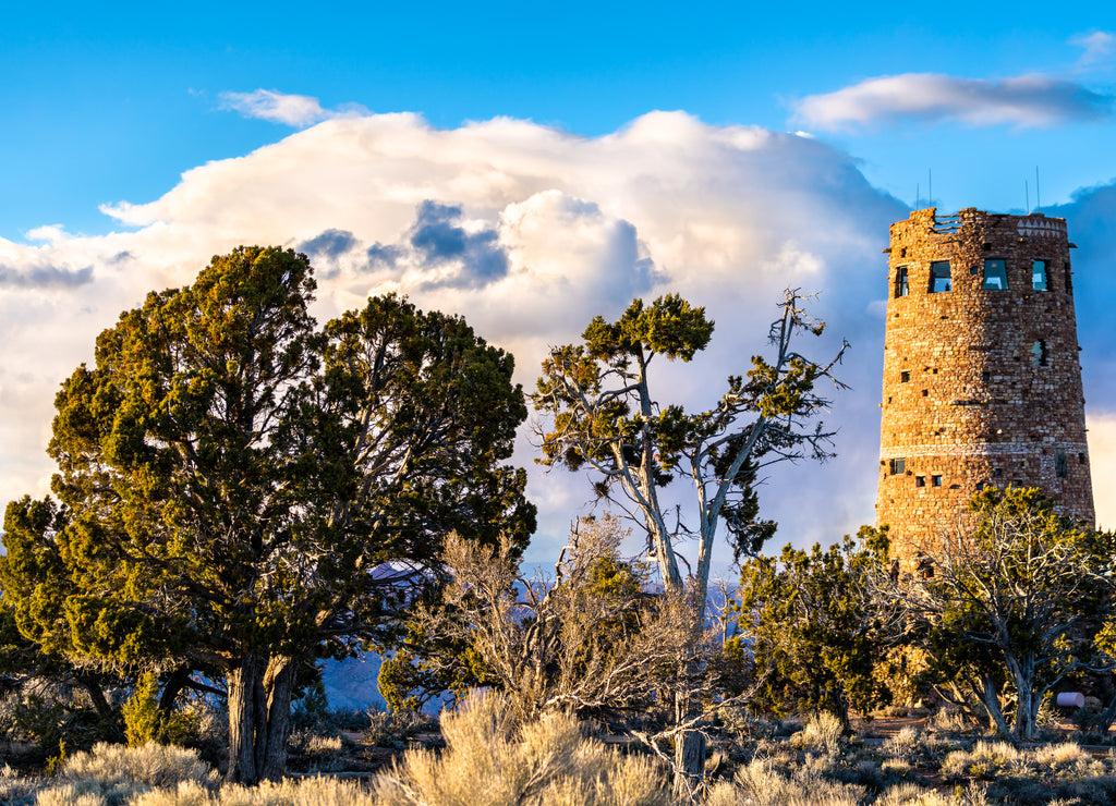 Desert View Watchtower above the Grand Canyon in Arizona