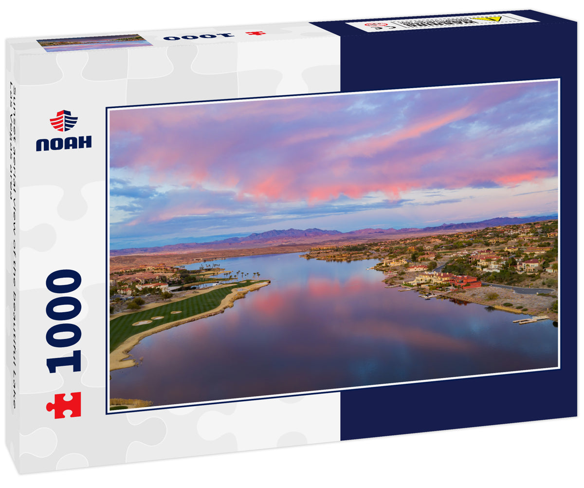 Sunset aerial view of the beautiful Lake Las Vegas area