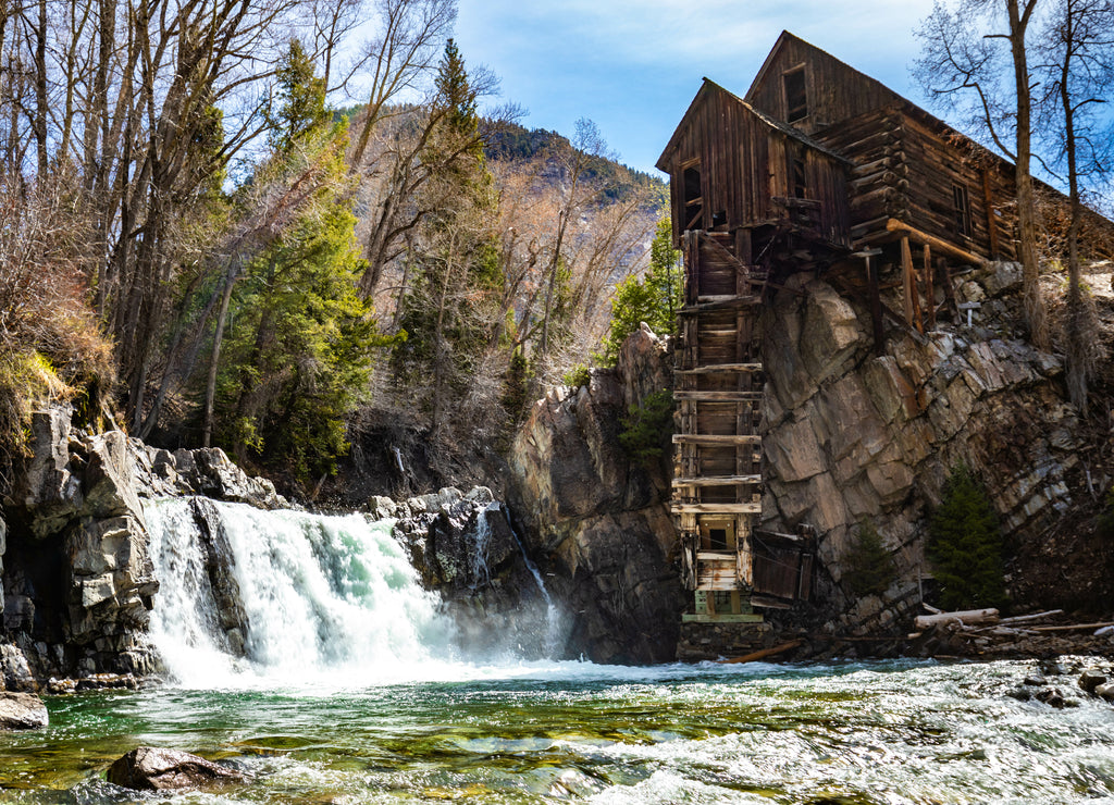 Waterfall at Old Crystal Mill White river national forest Colorado