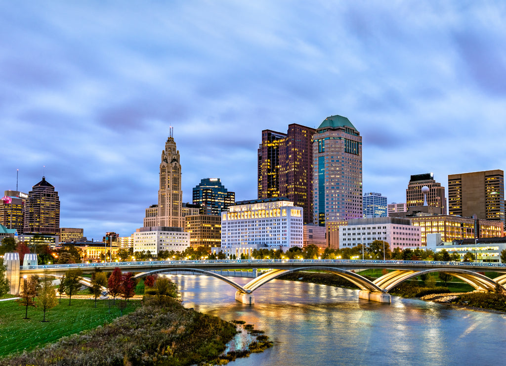 Cityscape of Columbus above the Scioto River - Ohio, United States