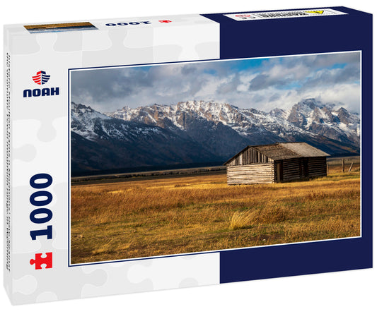 historic Moulton barns n Mormons' Row against the dramatic Teton mountain range in Wyoming