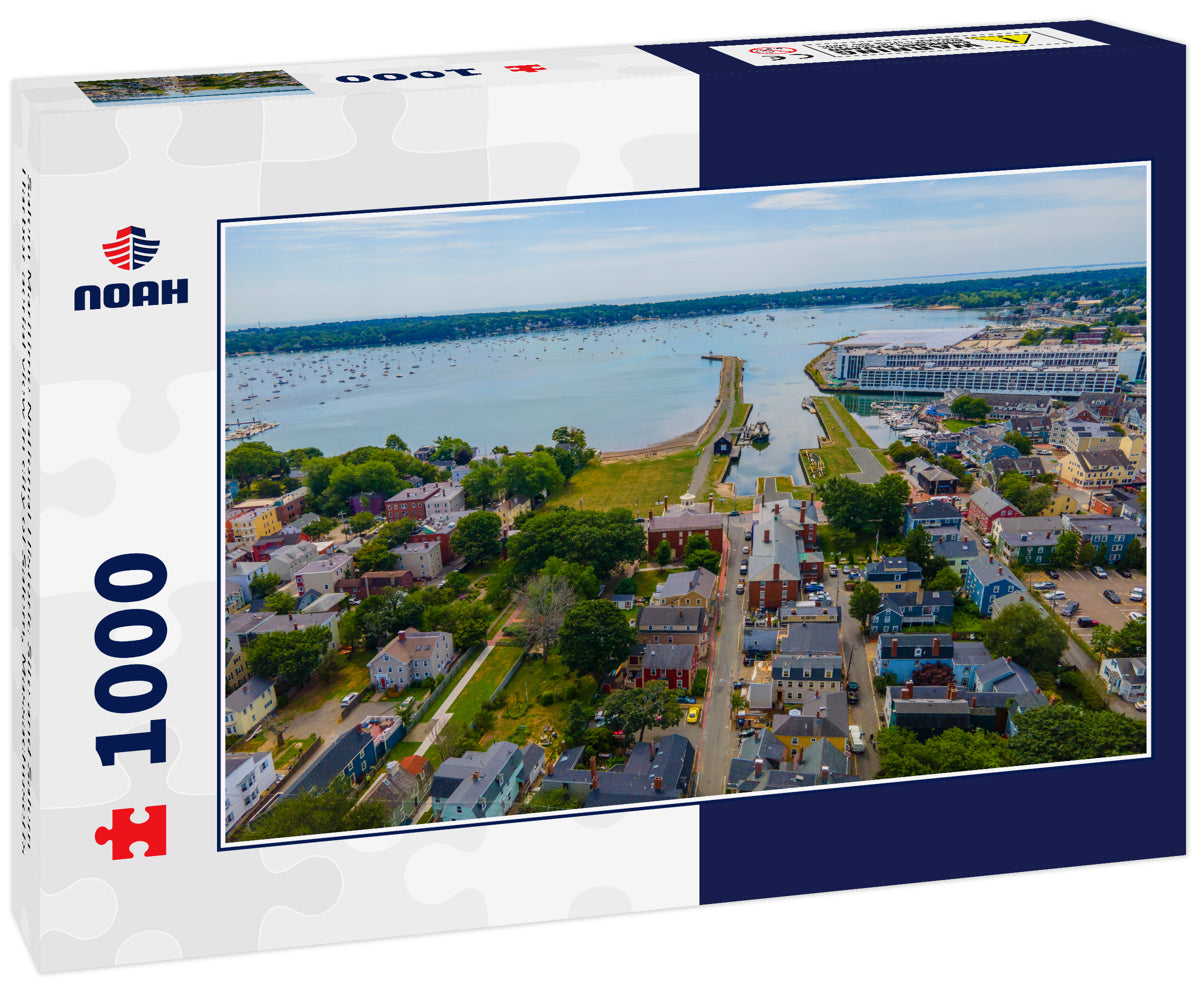 Salem Maritime National Historic Site and Salem Harbor aerial view in city of Salem, Massachusetts