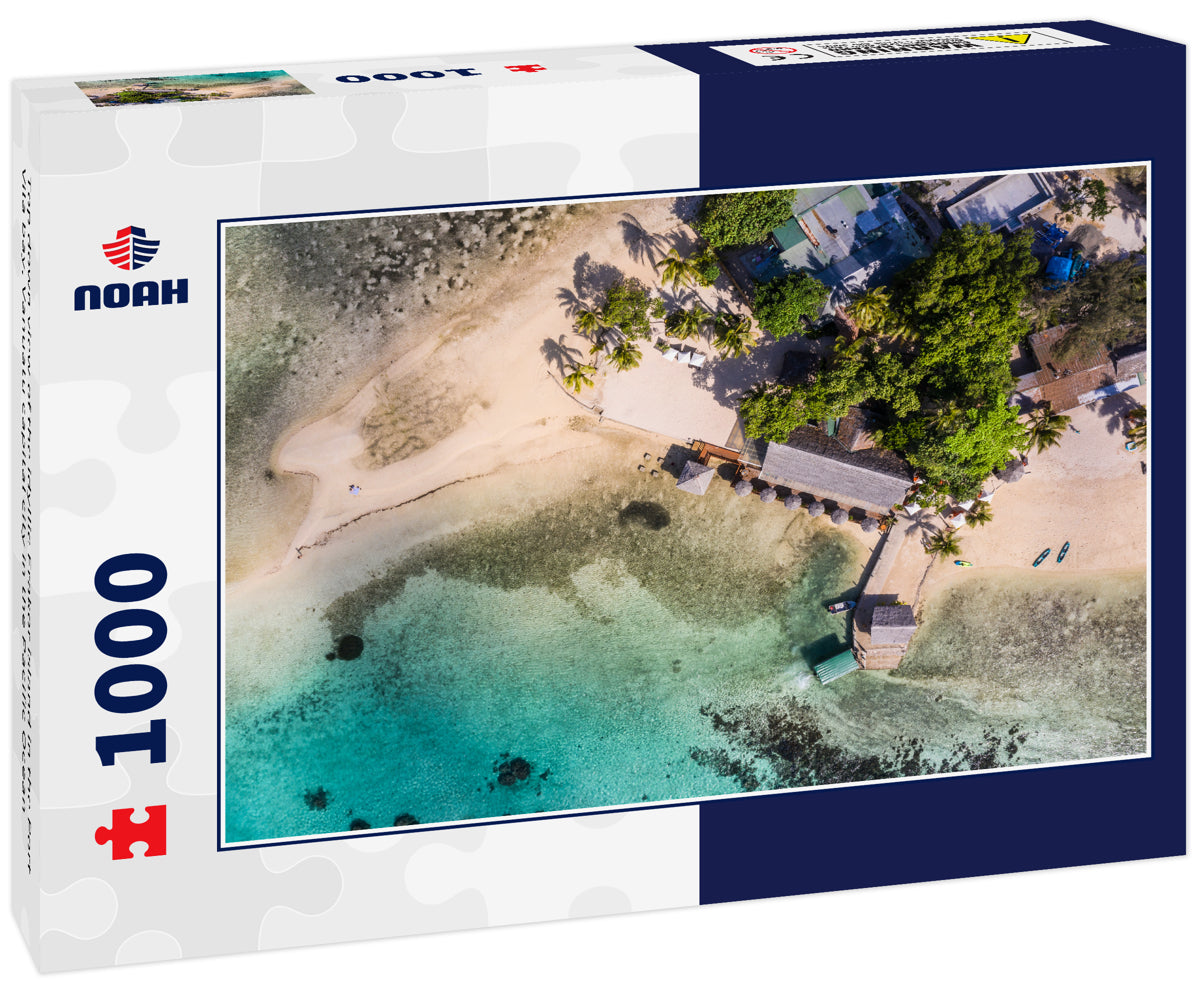 Top down view of the idyllic Erakor island in the Port Vila bay, Vanuatu capital city in the Pacific Ocean