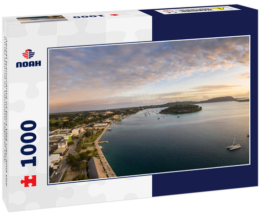 Aerial panorama of Port Vila city and the Iririki island in Vanuatu capital city
