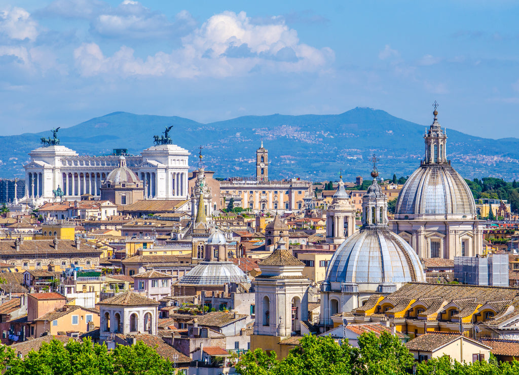 view of the beautiful cityscape of rome taken from the top of castel sant´angelo